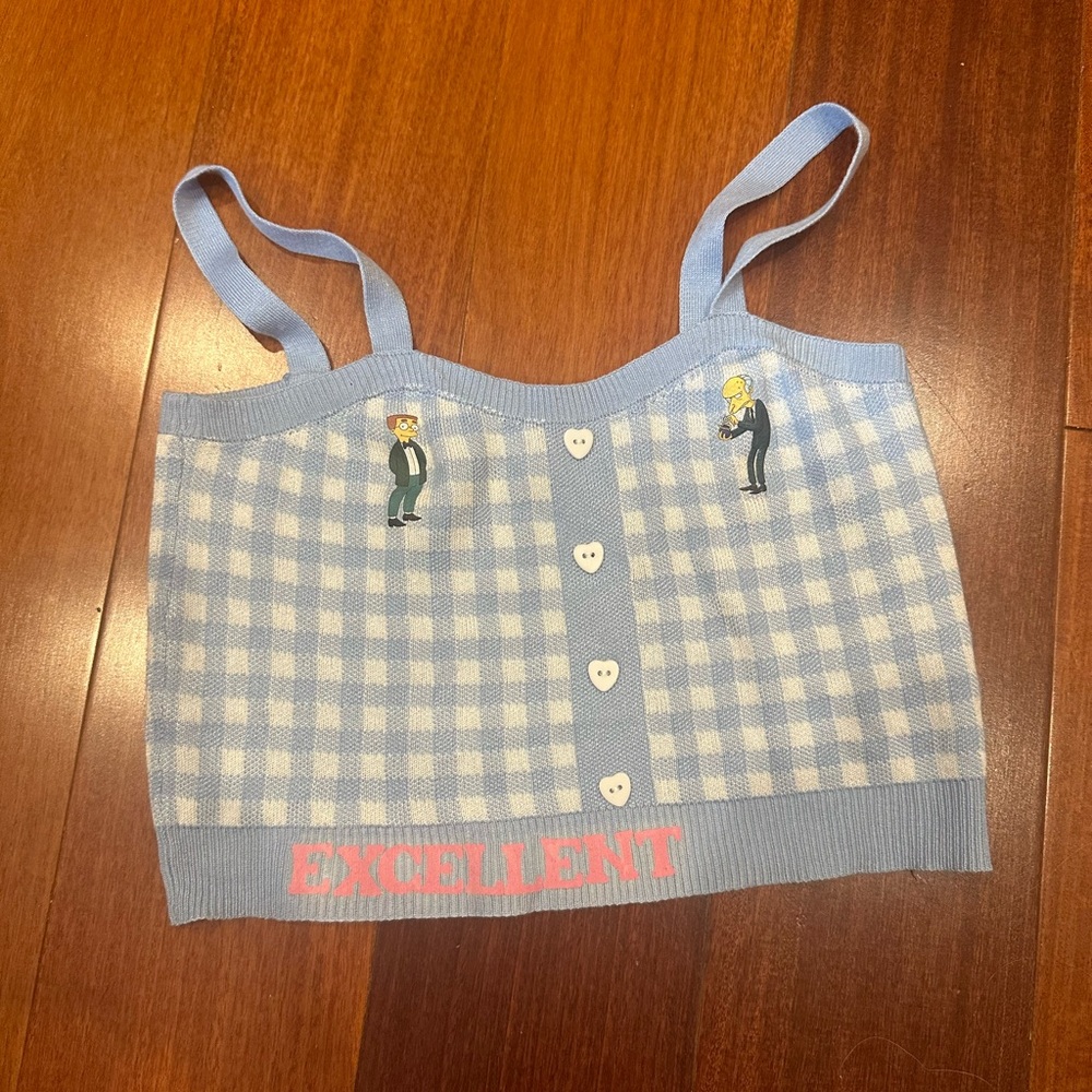 DIY up cycled Simpsons Cider brand crop top.